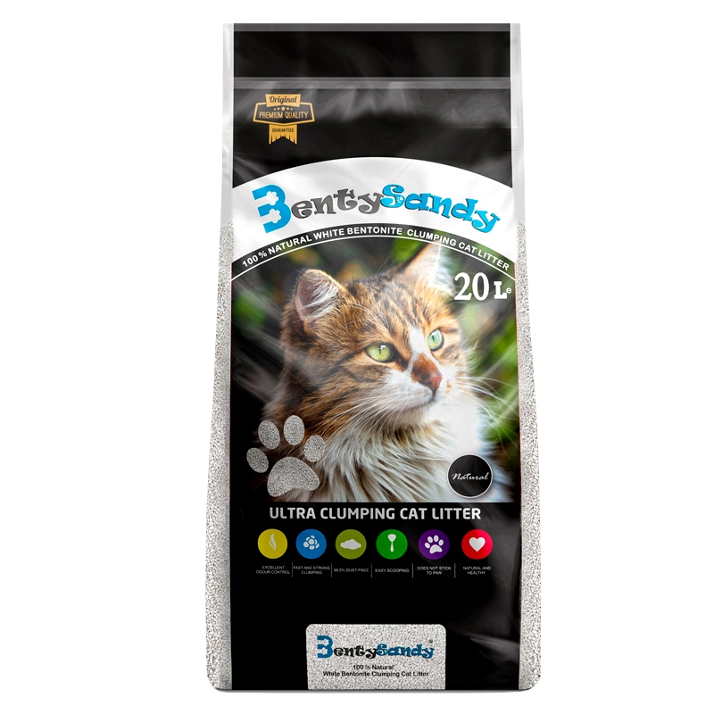 Levně Benty Sandy Natural Bentonitové stelivo pro kočky Bílé 20 L