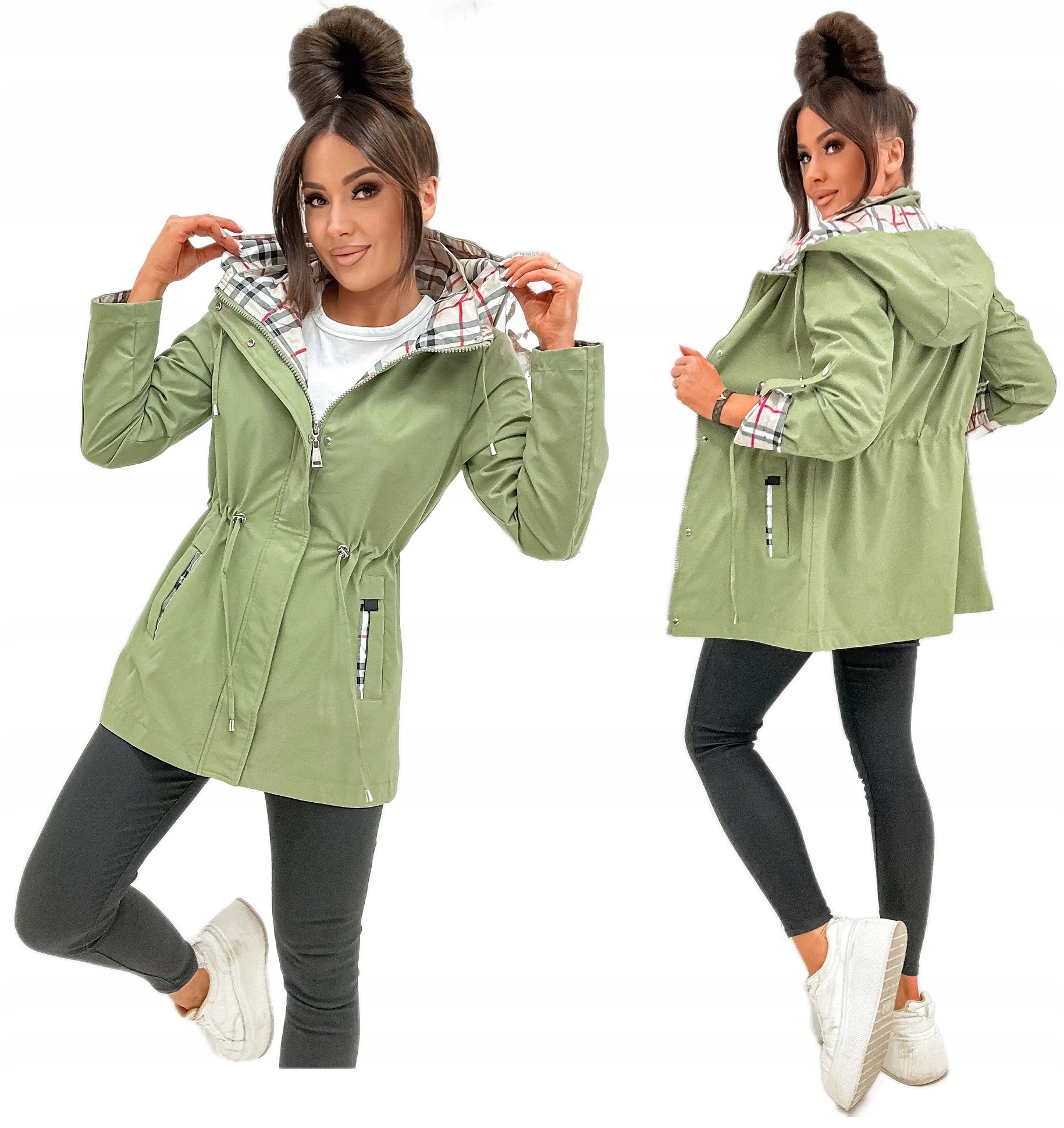 Kurtka Wiosenna Damska Przejsciowa Parka Z Kapturem Jaszie 411 Rozmiar XXL
