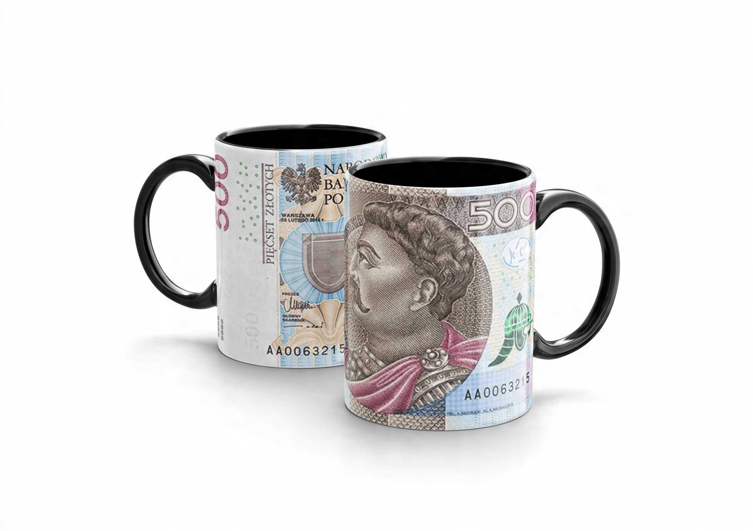 

Kubek Złotówki Euro Pieniądze 500 Złotych Czarny