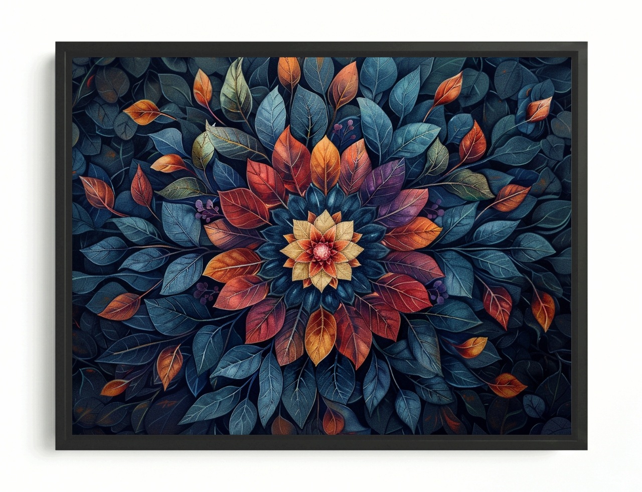 Obraz Rám Americký Box Mandala Listy Podzim Příroda Dekorace 100x75