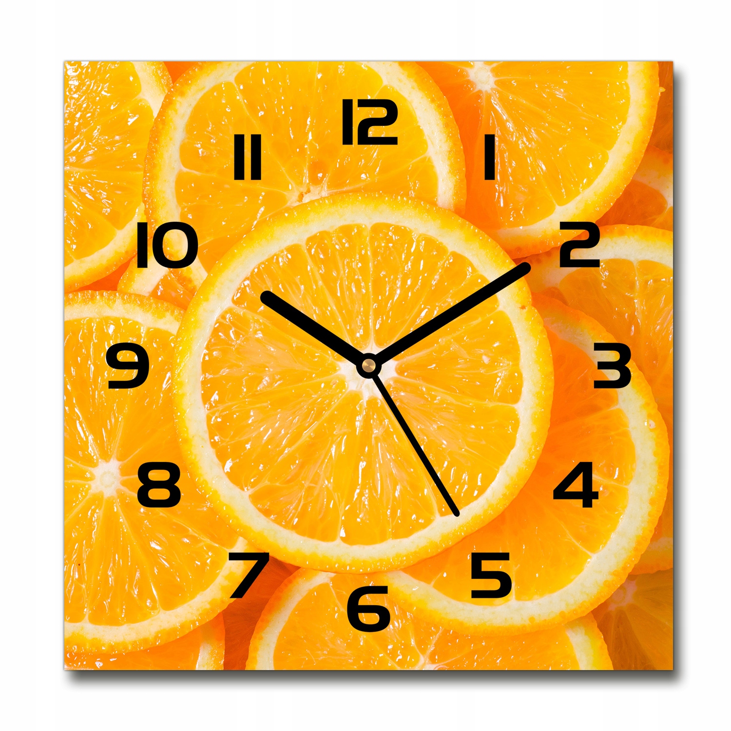 

Zegar szklany kwadratowy Plastry pomarańczy 30x30
