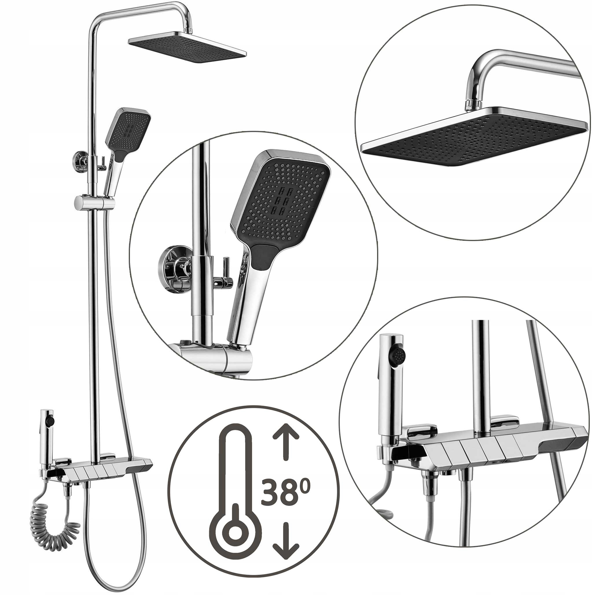 Sprchový Set Stěnová s termostatem Rob Chrom Bidetová Vývod Sprcha