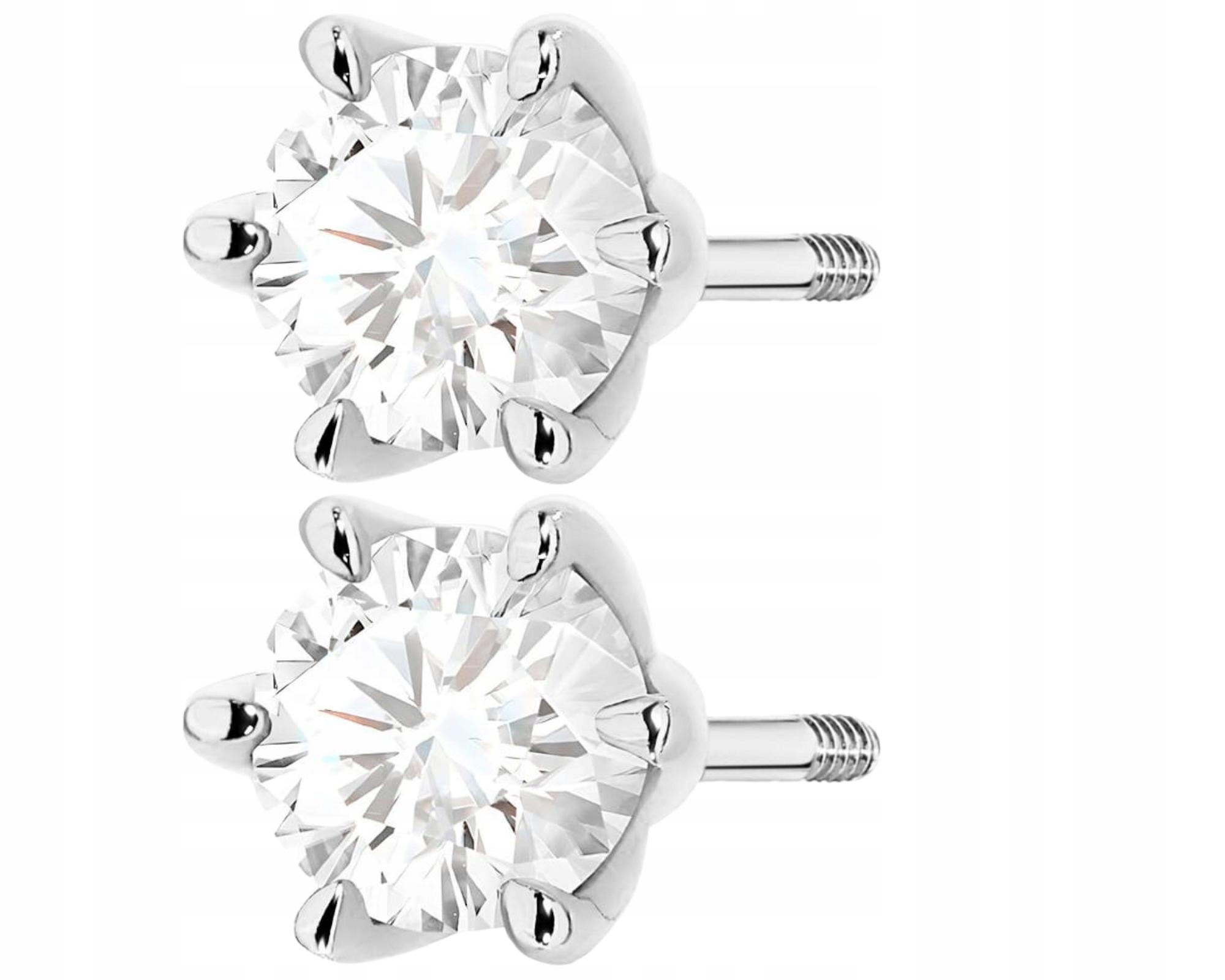 1,00 Ct Náušnice Brilianty Lab Bílé Zlato Šroubovací Tyčinka 585