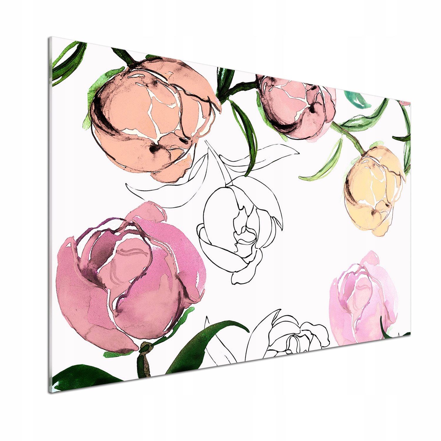 Dekorační panel sklo Pupeny pivoňky 100 x 70 cm Lepidlo