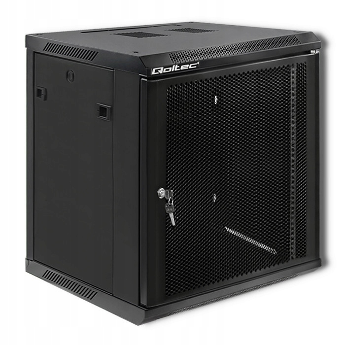 Skriňa Rack 12U 19" Závesná 600x635x600 Perforované dvere Zámok Qoltec