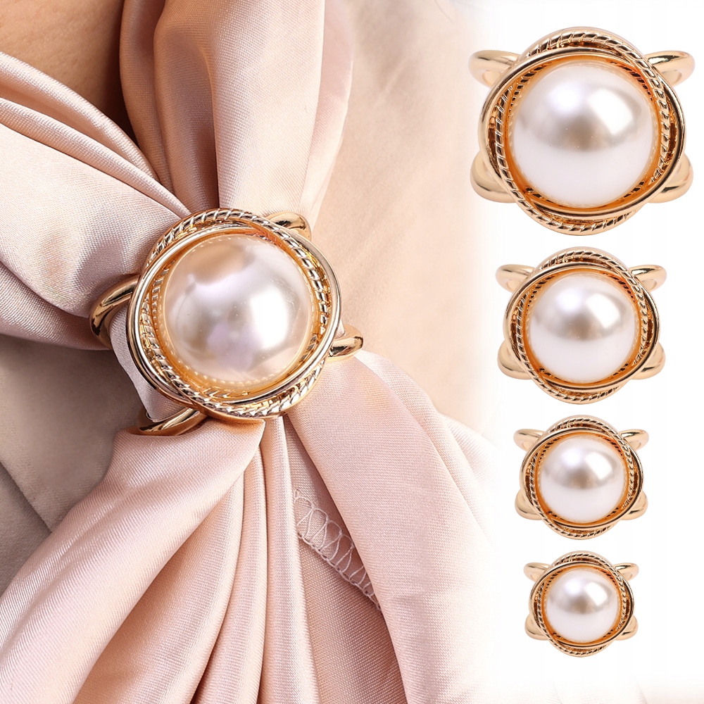 Elegant Pearl Floral Scarf Ring Clip for Women 14227649111