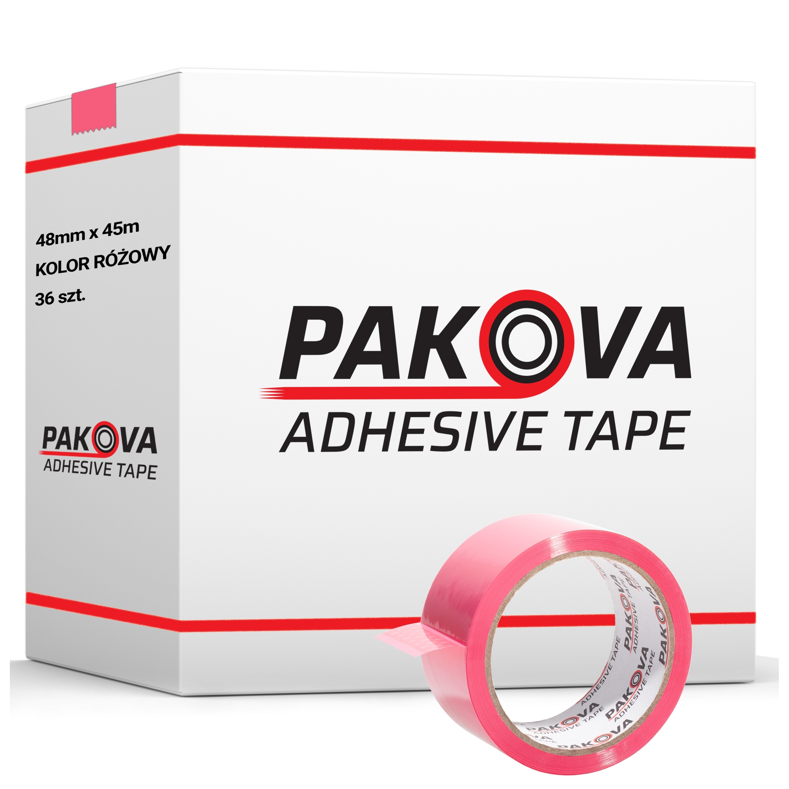 Taśma Pakowa Różowa 48/50y Klejąca Mocna Pakova 36szt