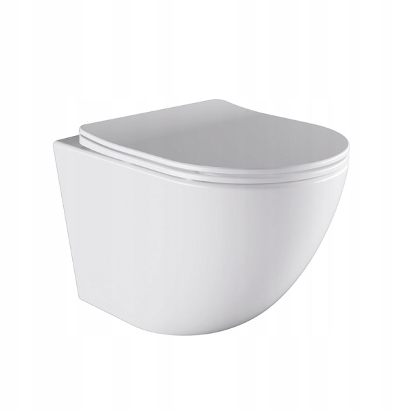 Miska Wc Wisząca Rimless PURO-WH-03 Biała Deska Wolnoopadająca Duroplast Pu