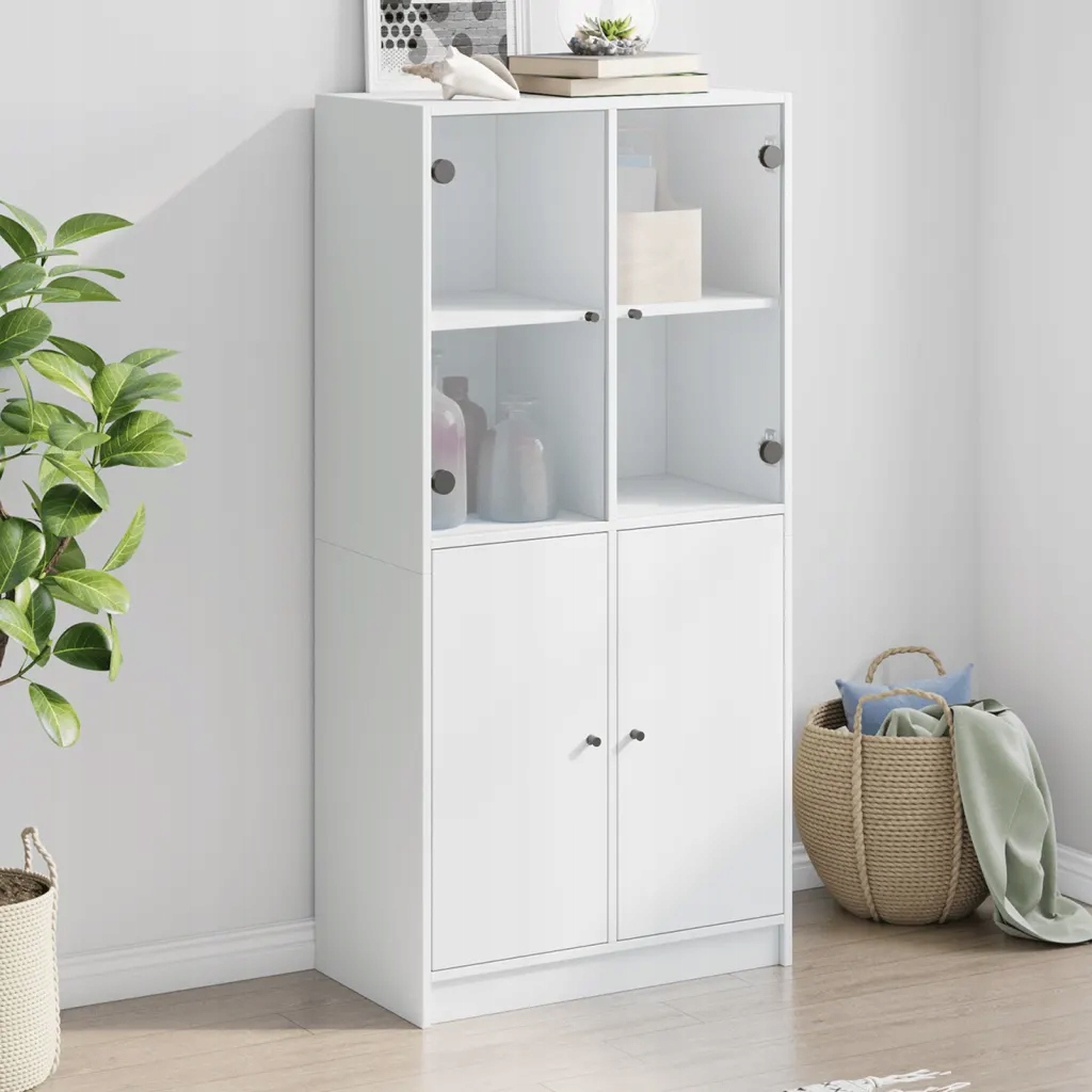 Highboard s dvířky bílý 68 x 37 x 142 cm kompozitní dřevo Bílá 3295864