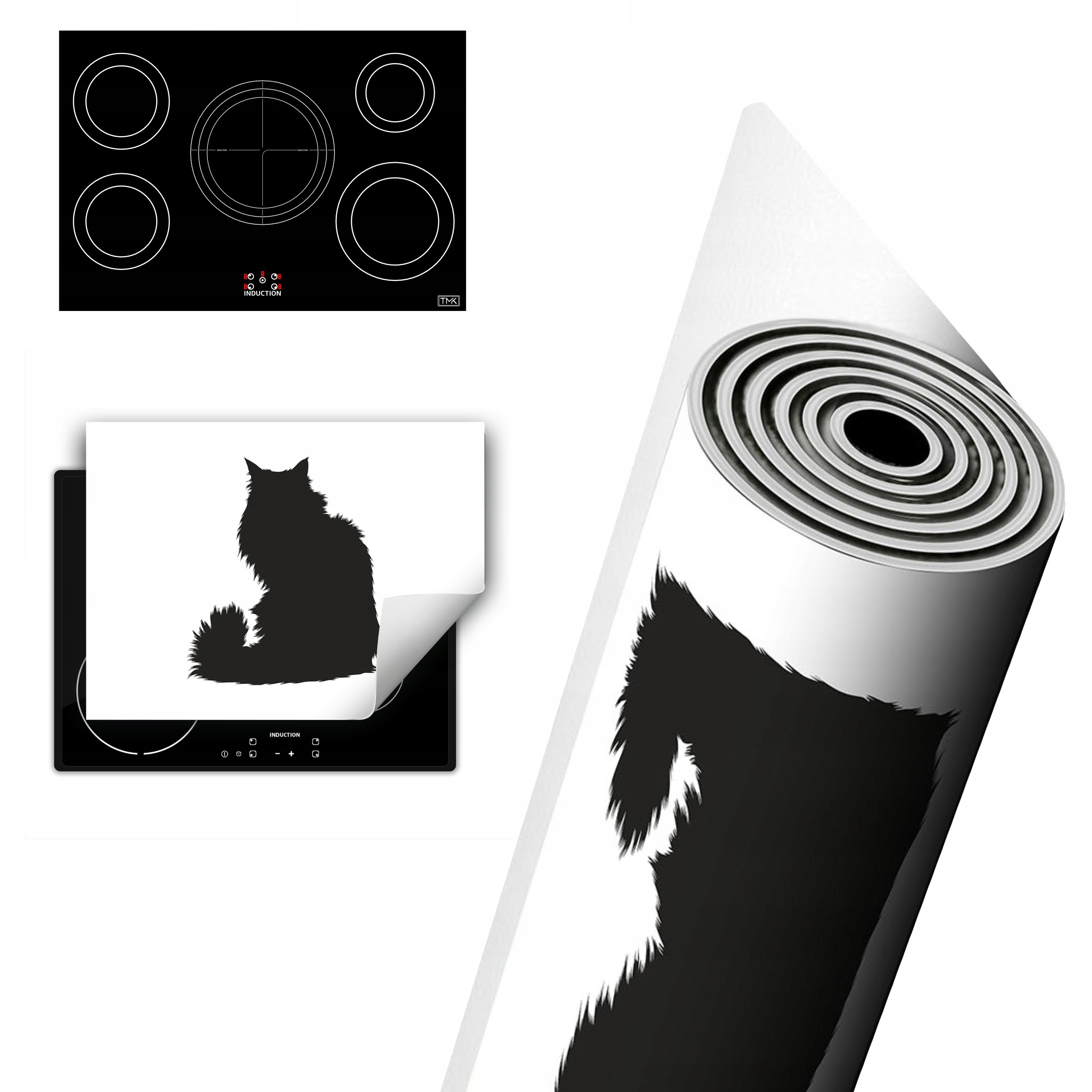 Vinylová Ochranná Deska Na Indukci 80x52 černá kočka