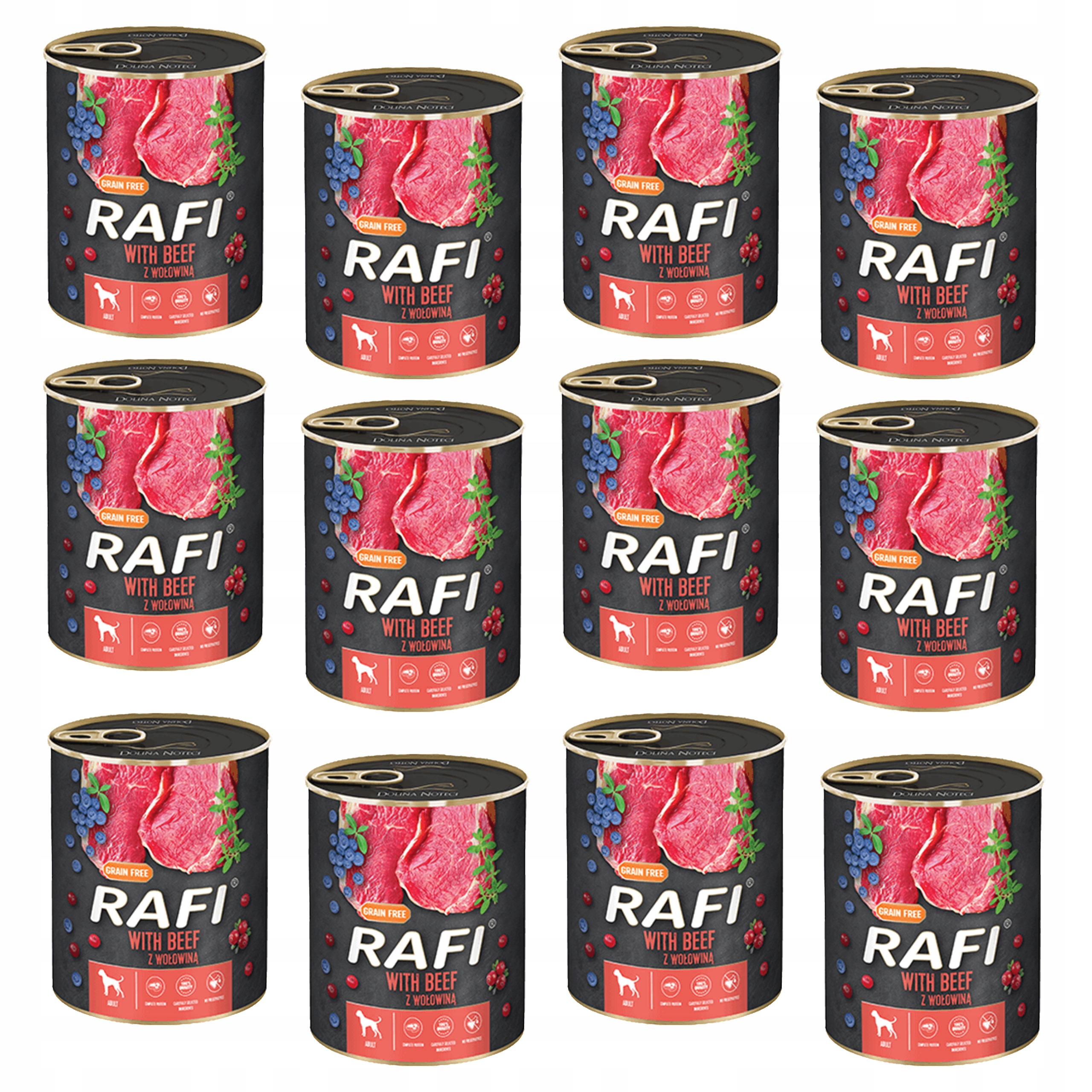 Levně Dolina Noteci Rafi Krmivo pro psy Hovězí 12 x 800 g