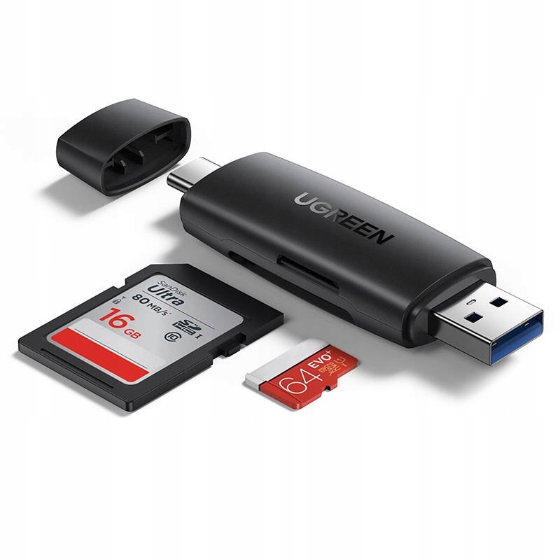 Czytnik kart Ugreen CM304 Usb-a/usb-c SD/microSD (czarny)