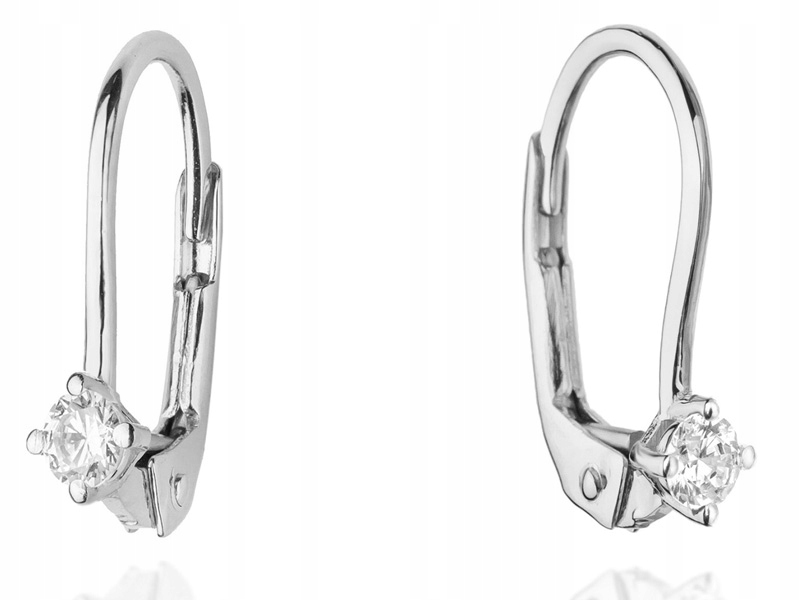 Zlaté náušnice 585 Jemné S Brilianty 1,00g diamanty pro ni 14kt