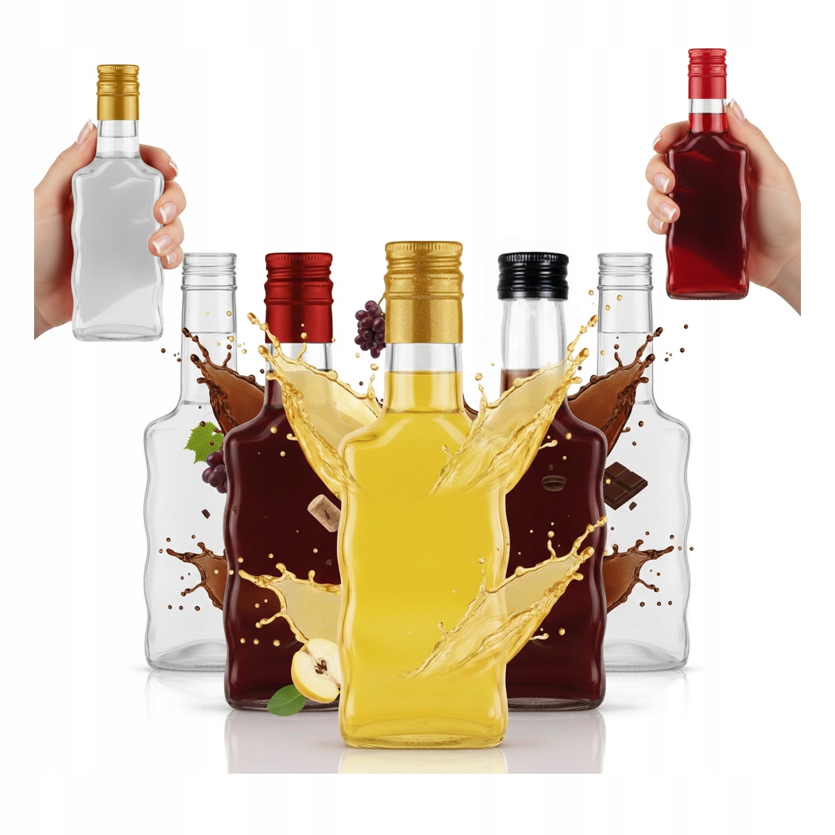 50 x Skleněné lahve Fala 200 ml na likéry víno džus Dárek Sada 50 Ks.