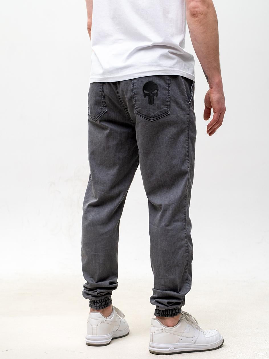 Pánské džínové kalhoty Jogger s stahovací šňůrkou Šedé Marvel Punisher L