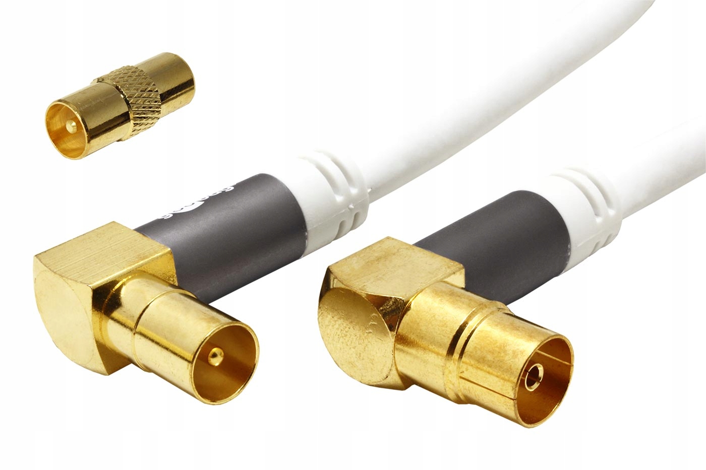 Goobay Kabel anténní Tv, 135dB, 4x stíněný,IEC169-2, M-f+m lomené, 10m,bílý