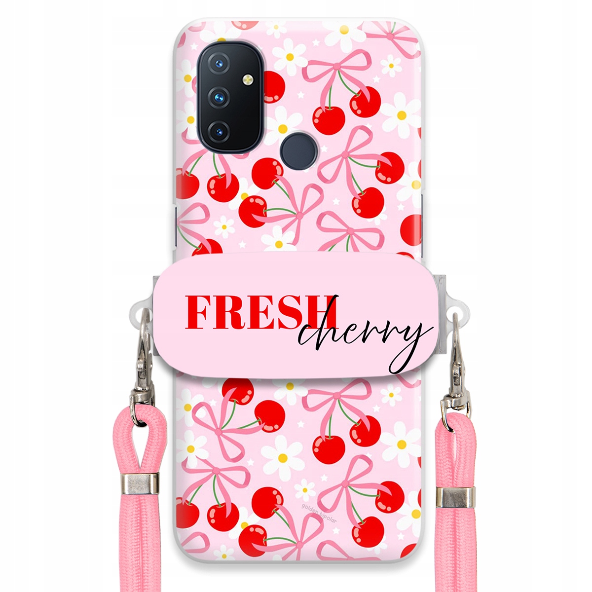 Puzdro pre Oneplus Nord N100 Case Držiak šnúrok Ružový Fresh Cherry Kokardy