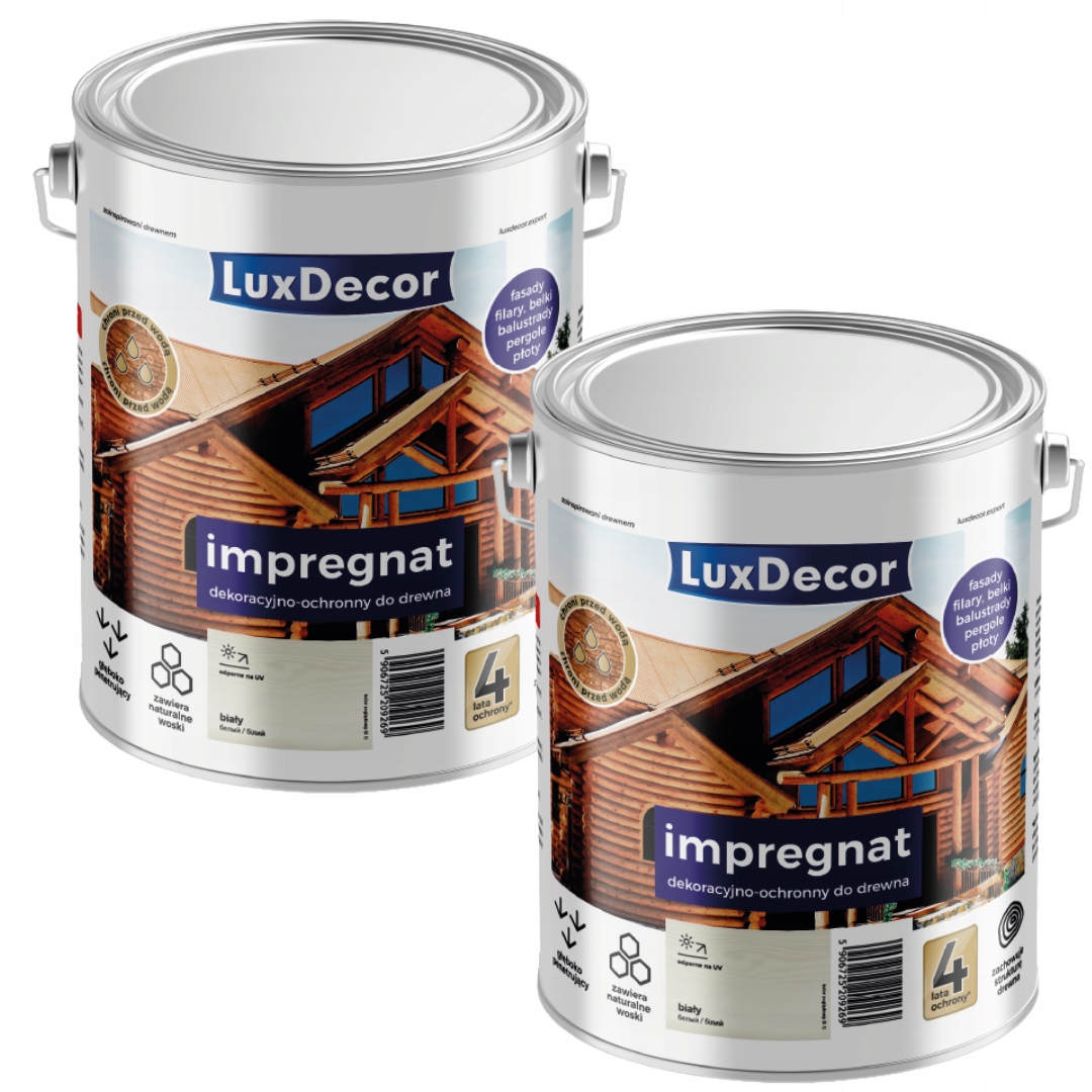Sada 2 Ks Luxdecor Ochranná A Dekorativní Impregnace Na Dřevo 2,7 L Bílá