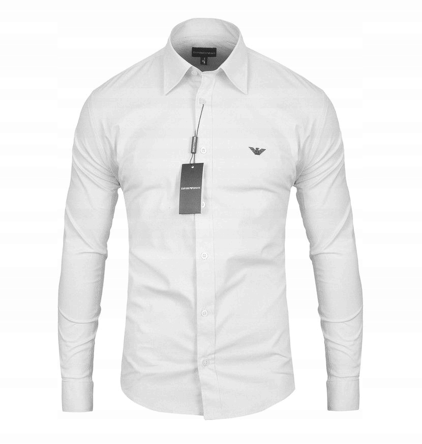 KOSZULA EMPORIO ARMANI SLIM FIT MĘSKA KOSZULA GŁADKA KLASYCZNA