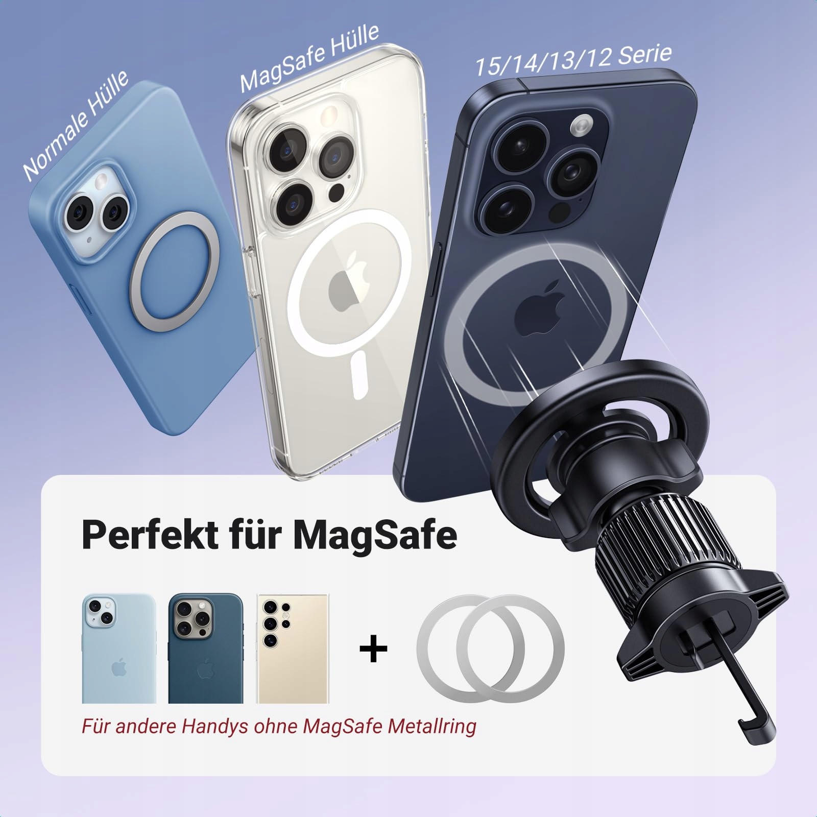 UGREEN Uchwyt Samochodowy MagSafe Magnetyczny 360° iPhone 16 15 14 13 12 — miniatura 5