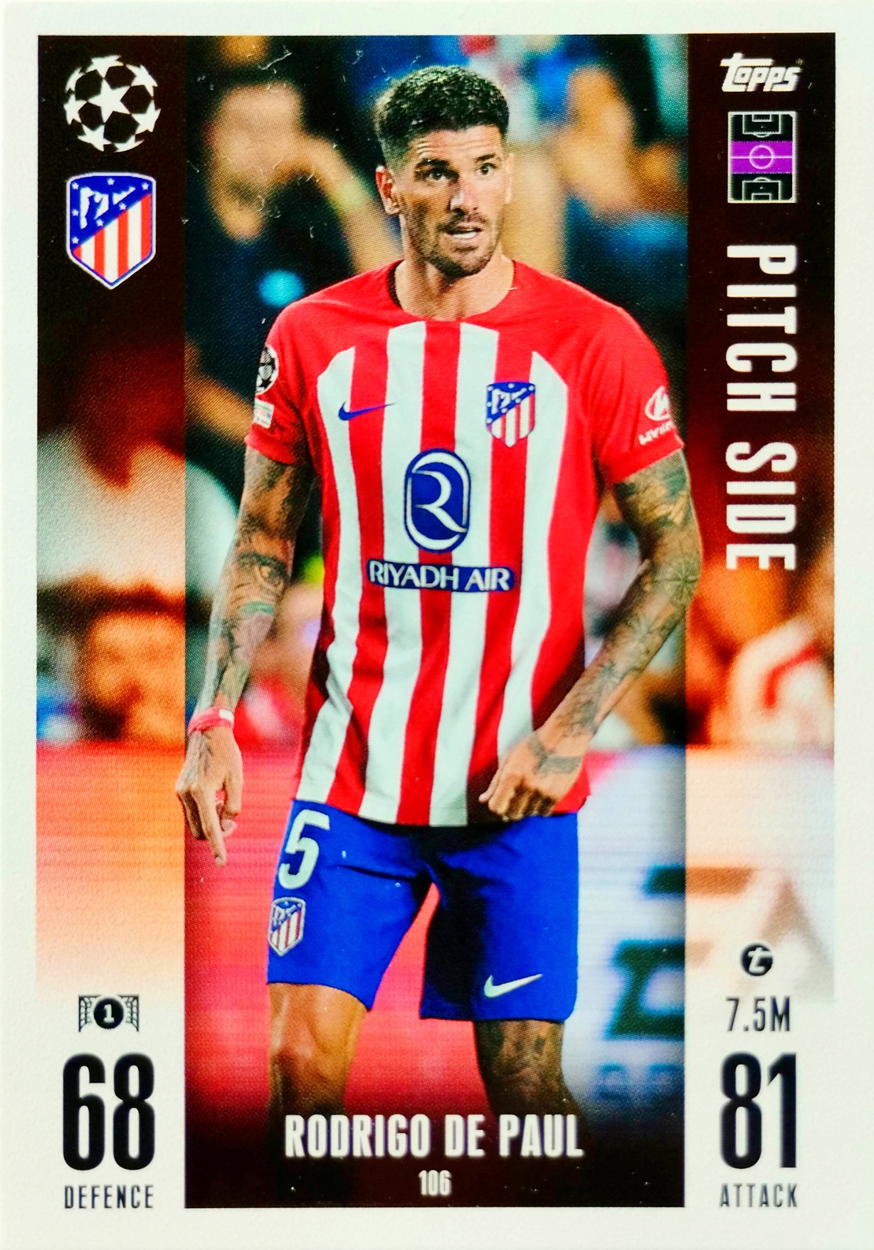 Topps Match Attax Extra 2023/2024 Pitch Side 106 Rodrigo De Paul Atletico
