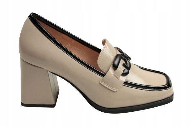 Dámské polobotky Potocki 26-12553BGP Béžové lakované vel. 40 na sloupku