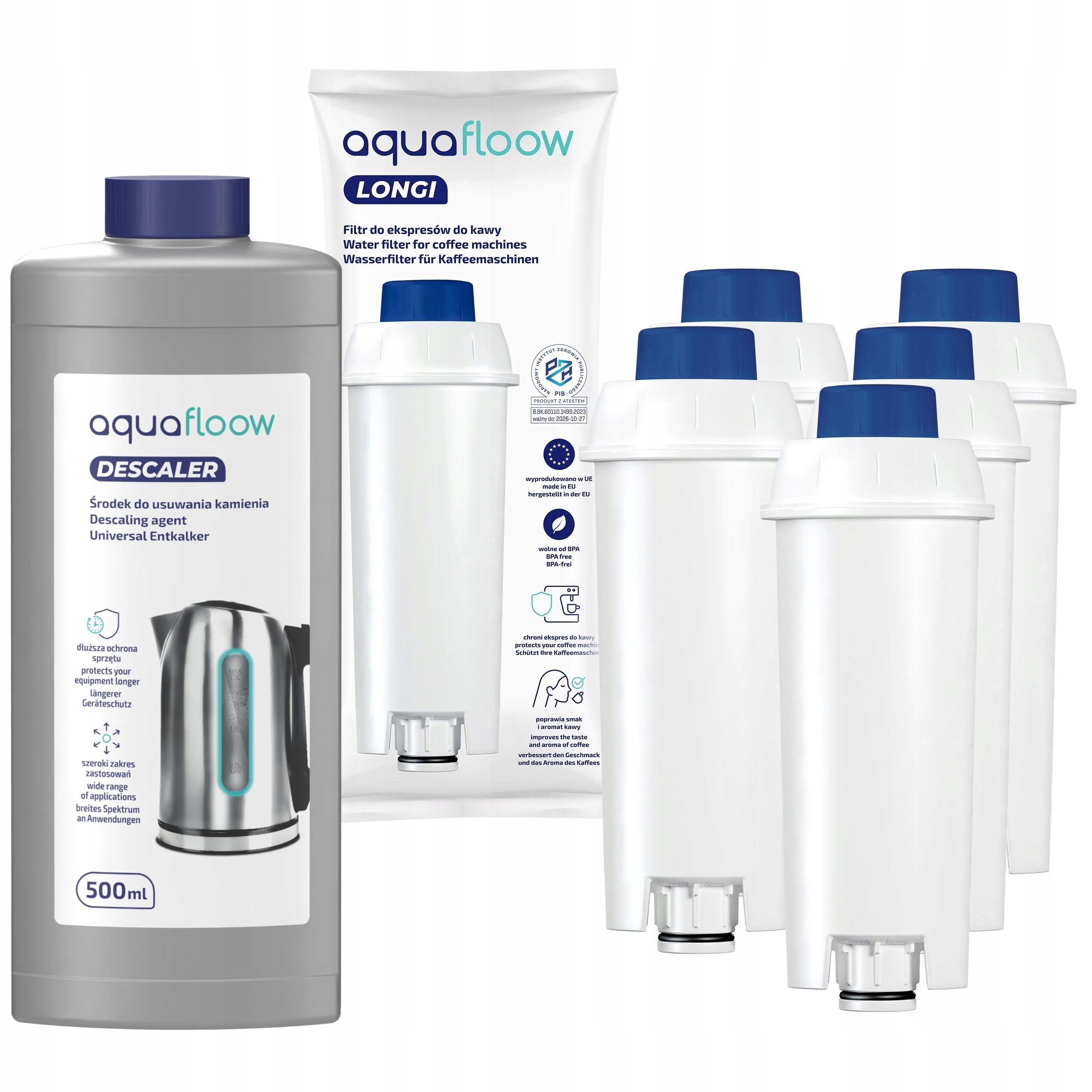 Filtr wody do ekspresu Delonghi 5x odkamieniacz 0,5 AquaFloow do ekspresu