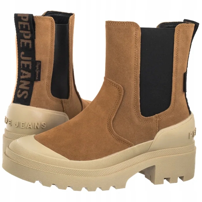 Kožené dámské boty Pepe Jeans Hale PLS500005 Hnědé