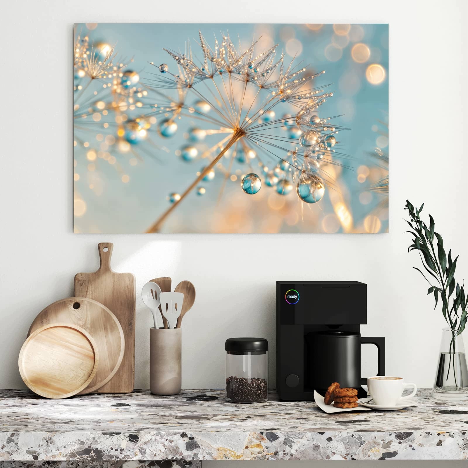 Magnetická tabule Pampeliška Kapky vody 90 × 60 cm