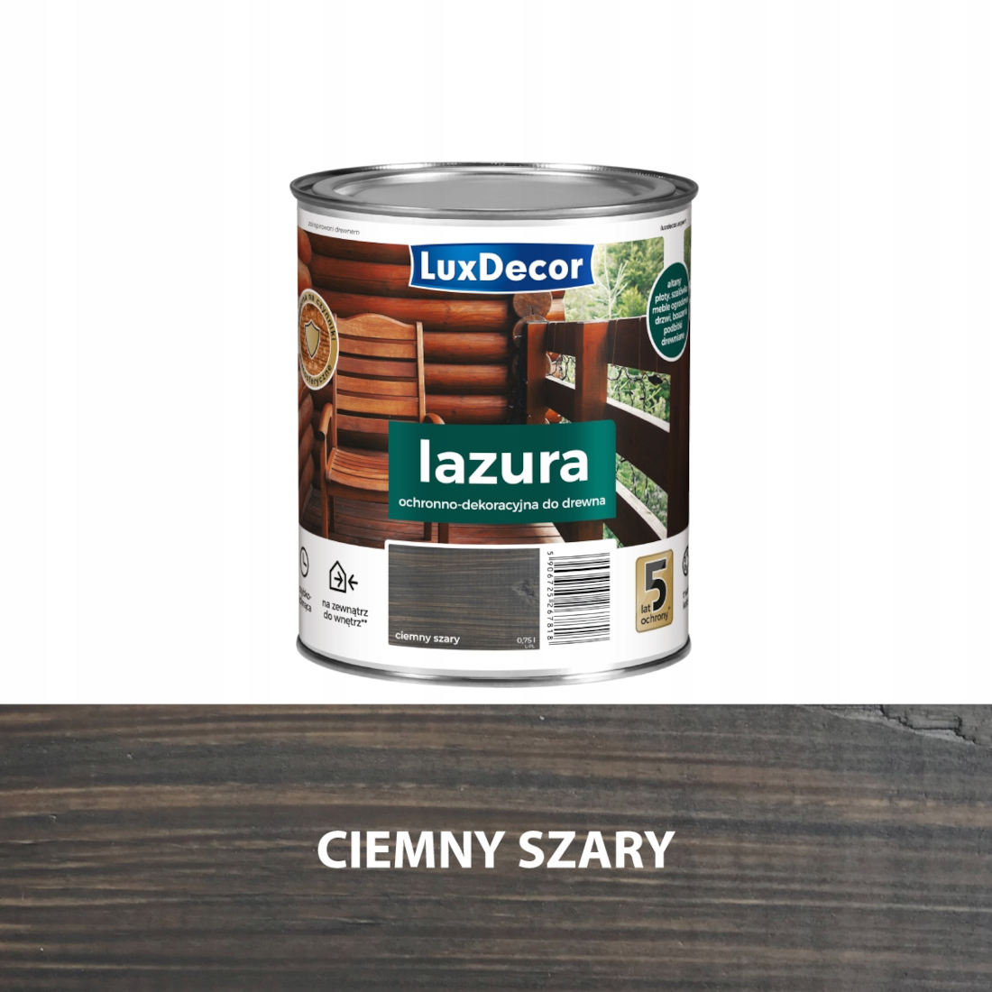 Luxdecor Lazura Do Drewna 4,5L Szara Ciemna