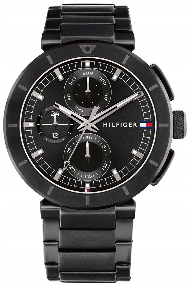 Pánské hodinky Tommy Hilfiger křemenný ciferník černý náramek černý
