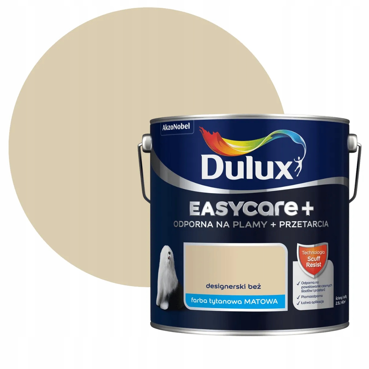 Dulux EasyCare Plus Barva Odolná Proti Drhnutí Designová béžová 2,5L