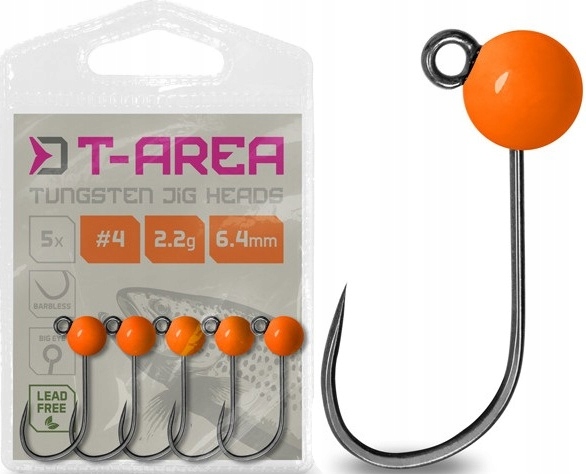 Główka Jigowa Wolfgramowa Delphin T-area Bl 4mm/0,6g/#6 Fluo Pom. 5 szt.