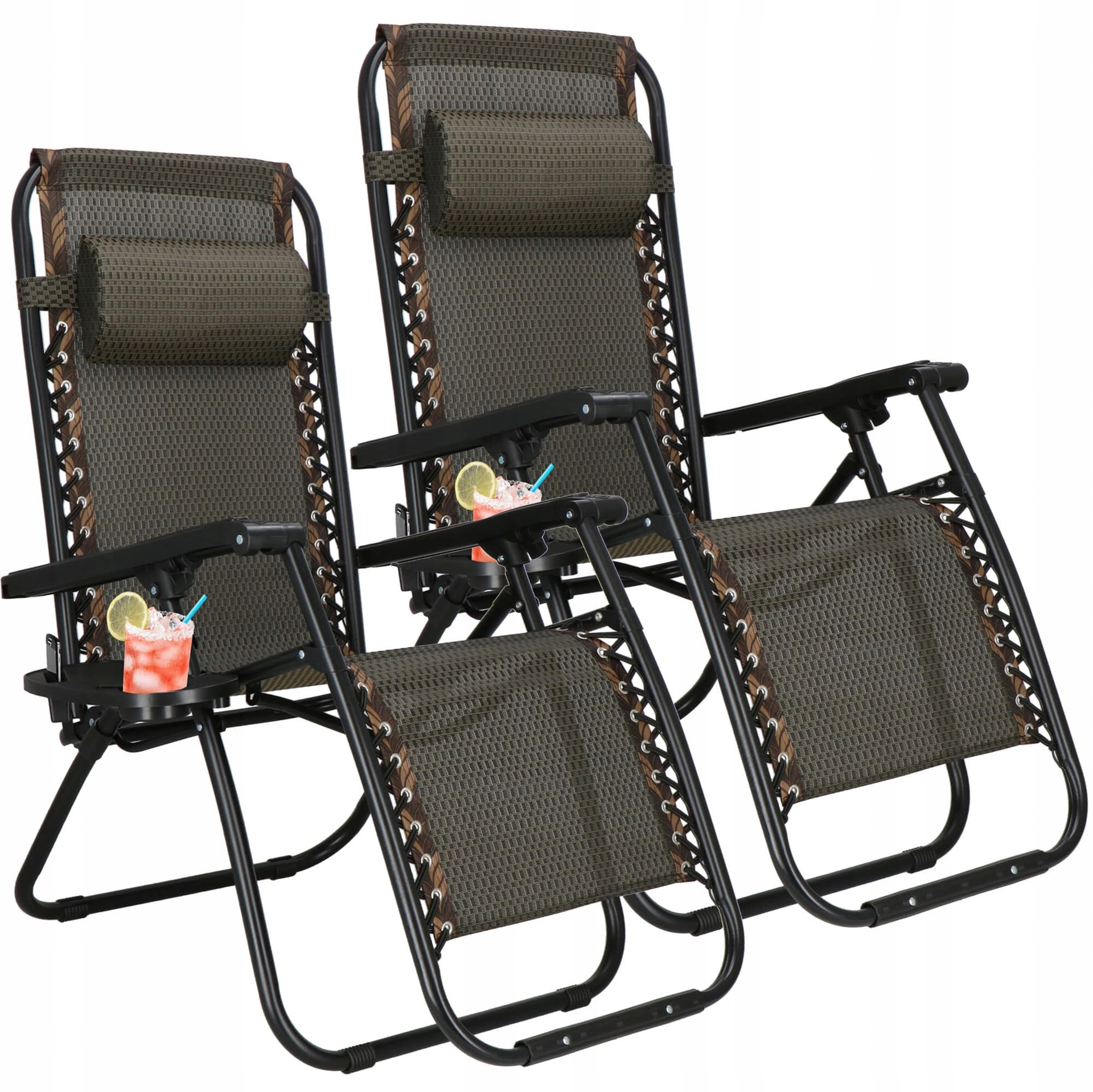 Ležadlo 2ks Záhradné Skladacie Kreslo Zero Gravity Turistické Plážové Lehátka