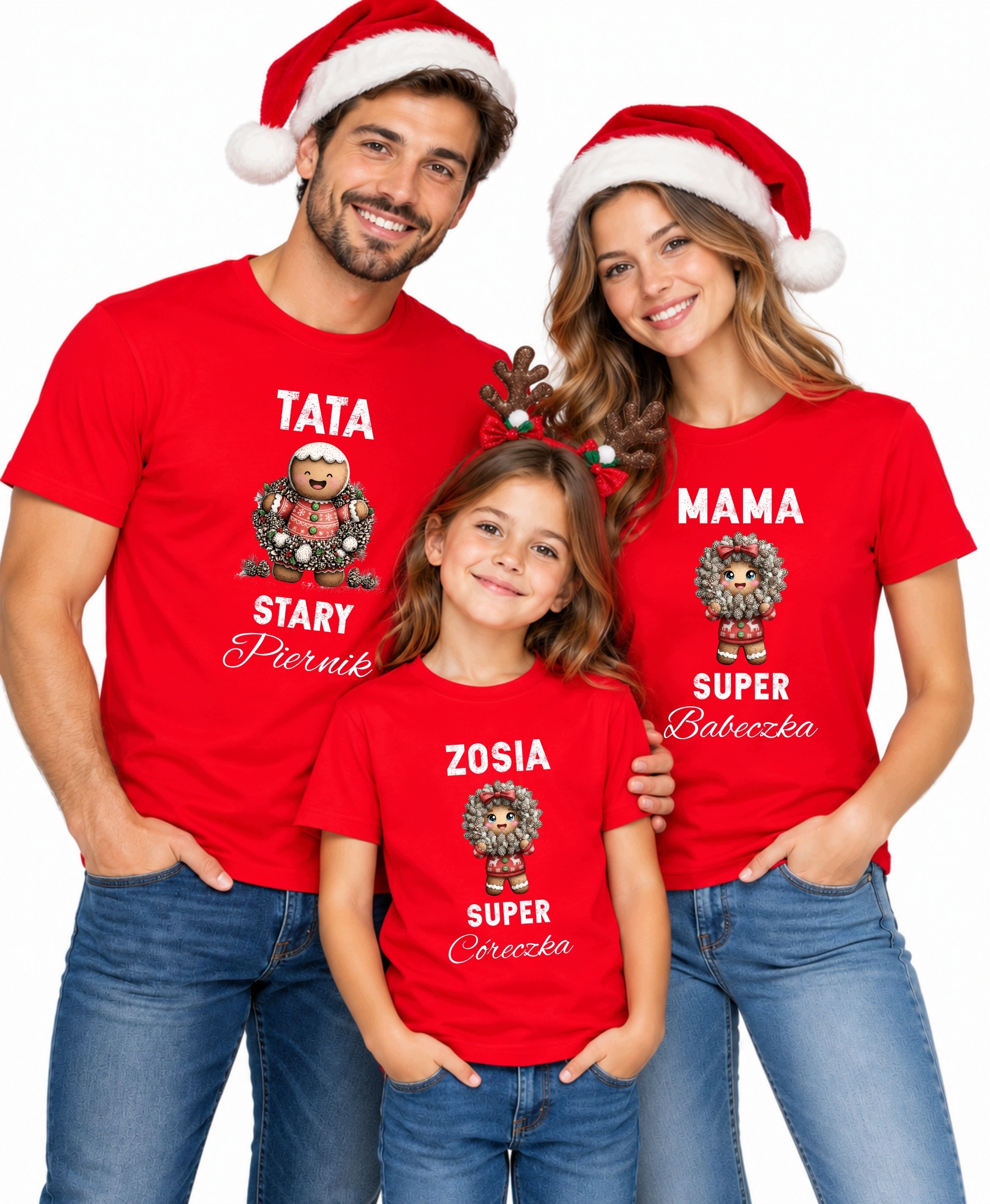 Vánoční trička 2+1 pro rodinu Vánoční Perník personalizované