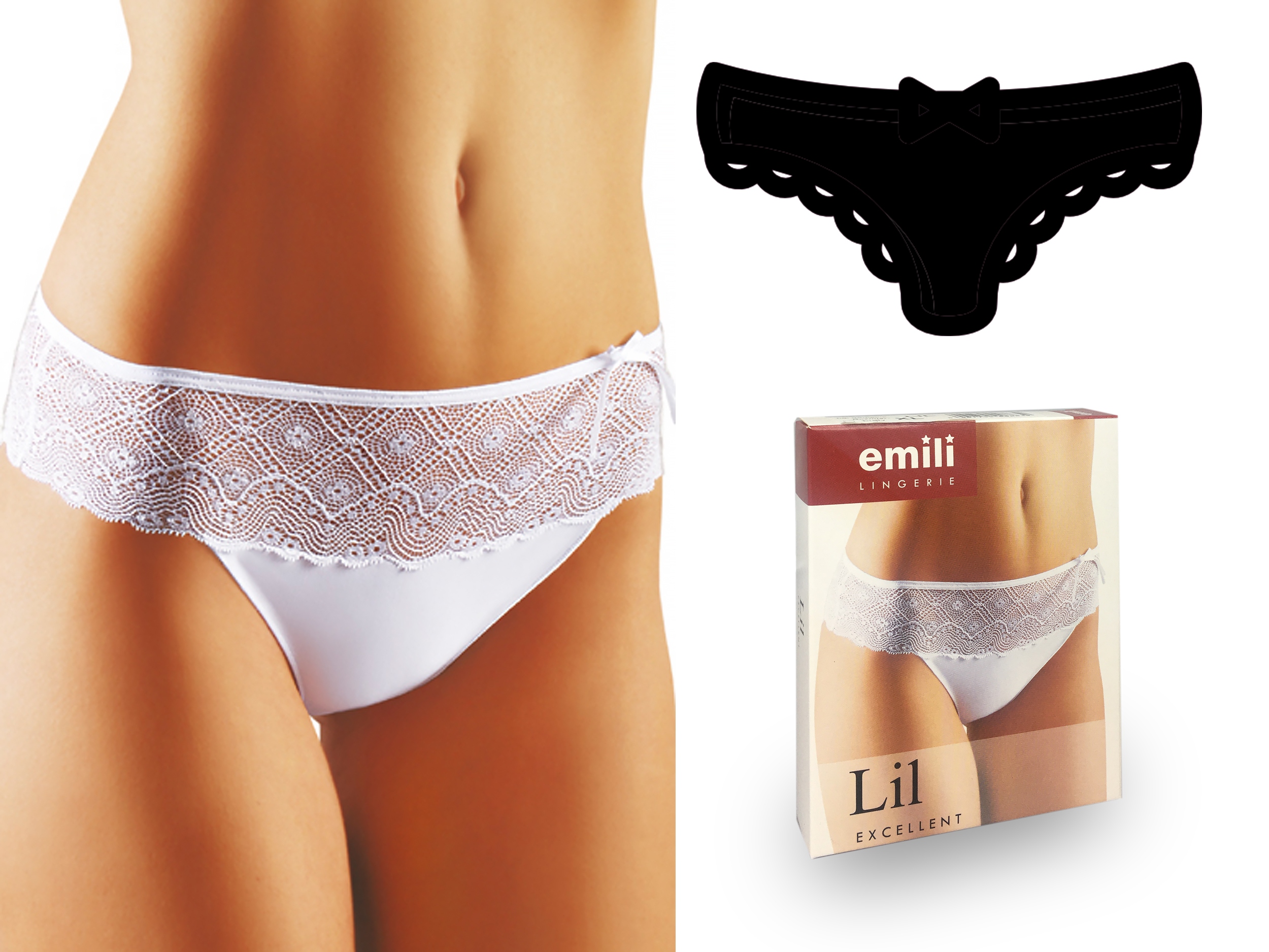 

Emili Lil Koronkowe Figi Microfibra czarny XL