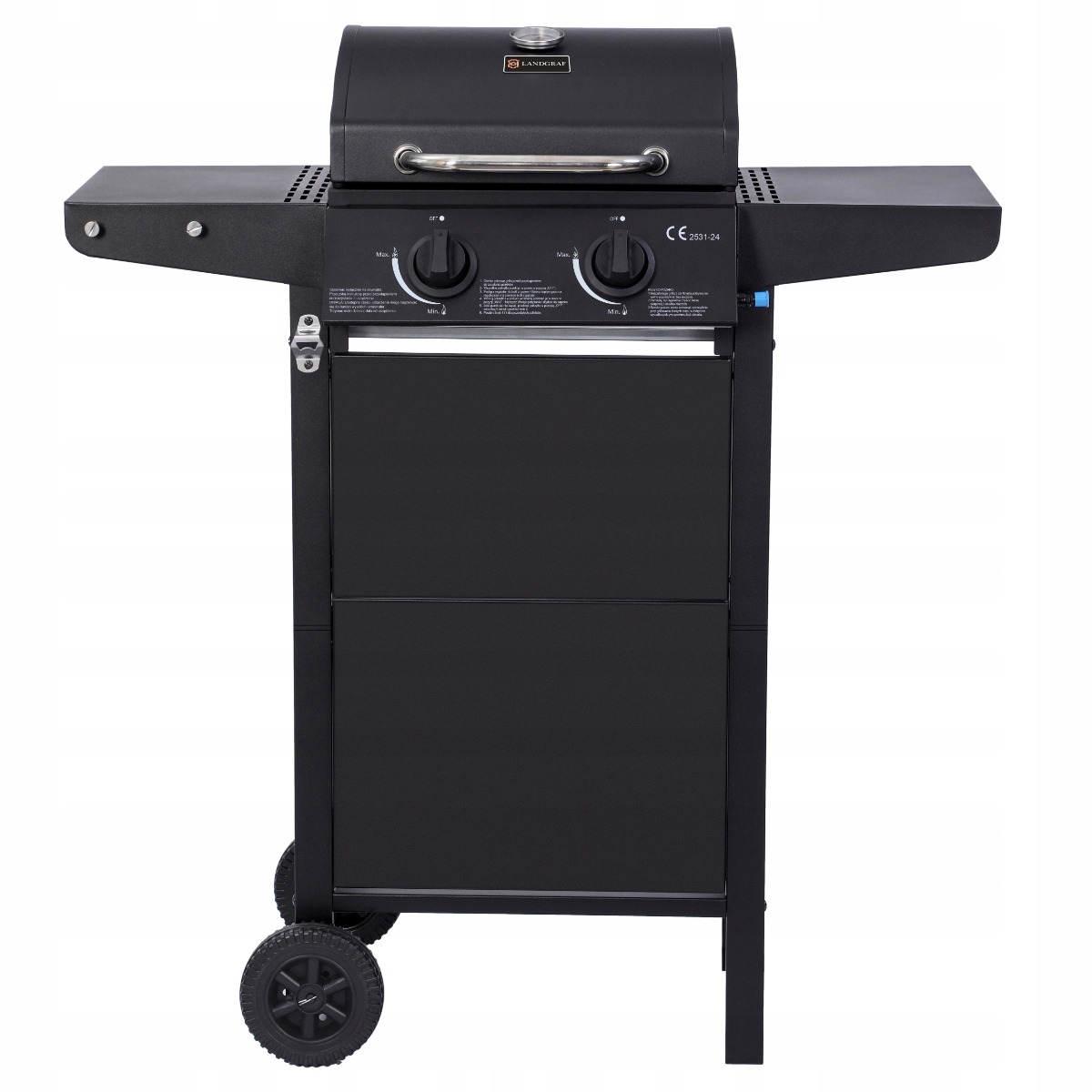 GRILL GAZOWY OGRODOWY LANDGRAF RUSZT MIEJSCE NA BUTLĘ TERMOMETR PÓŁKI Moc 5 kW