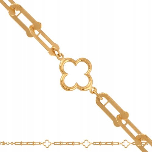 Zlatý náramek pr 585 s módním vzorem prvků podkov a jetelů