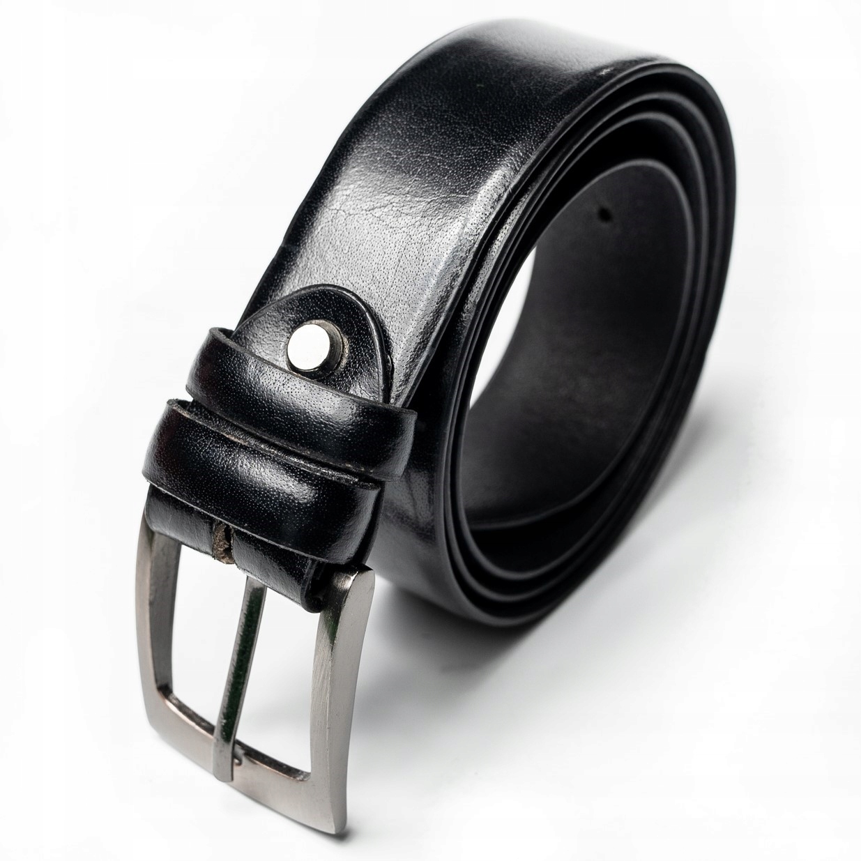 

Pasek skórzany męski klamra szeroki czarny 105 cm