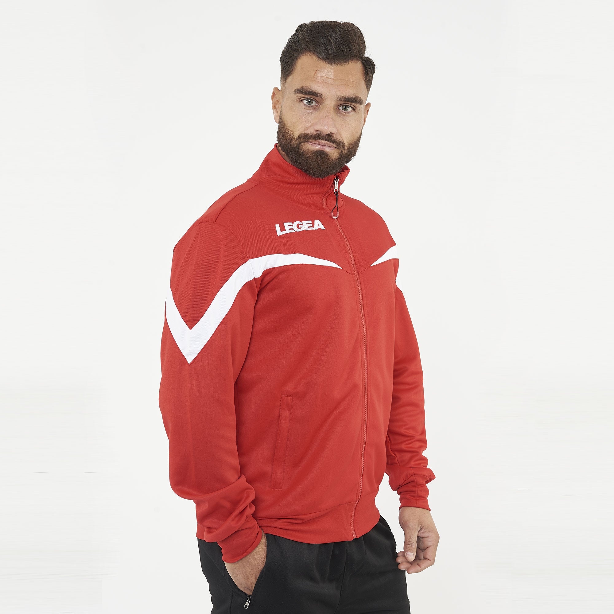 Legea Červená Pánská Sportovní Mikina S Bílým Pruhem 2XL 6FA