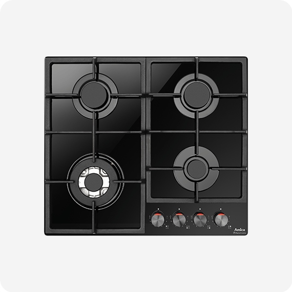 Płyta gazowa Amica PGCD6121ApFB CZARNE SZKŁO 60CM Wykonanie rusztu żeliwny