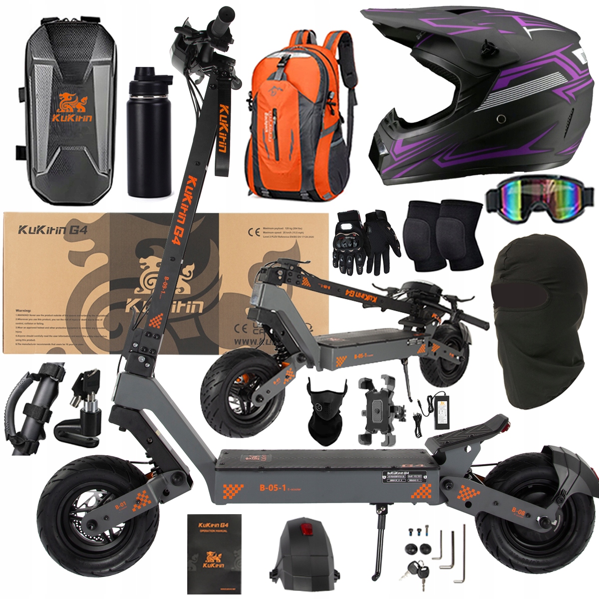KuKirin G4 Skládací elektrická vozidla 2000W 70KM/H 60V 20Ah 75km Dárek