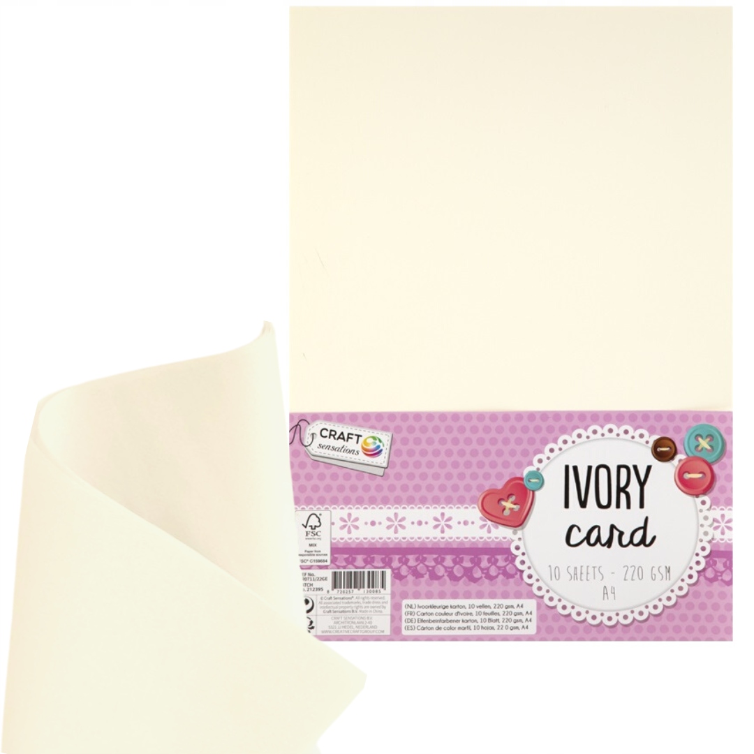 

Papier Ozdobny 220g Gładki Sztywny 10 Ark Ecru A4