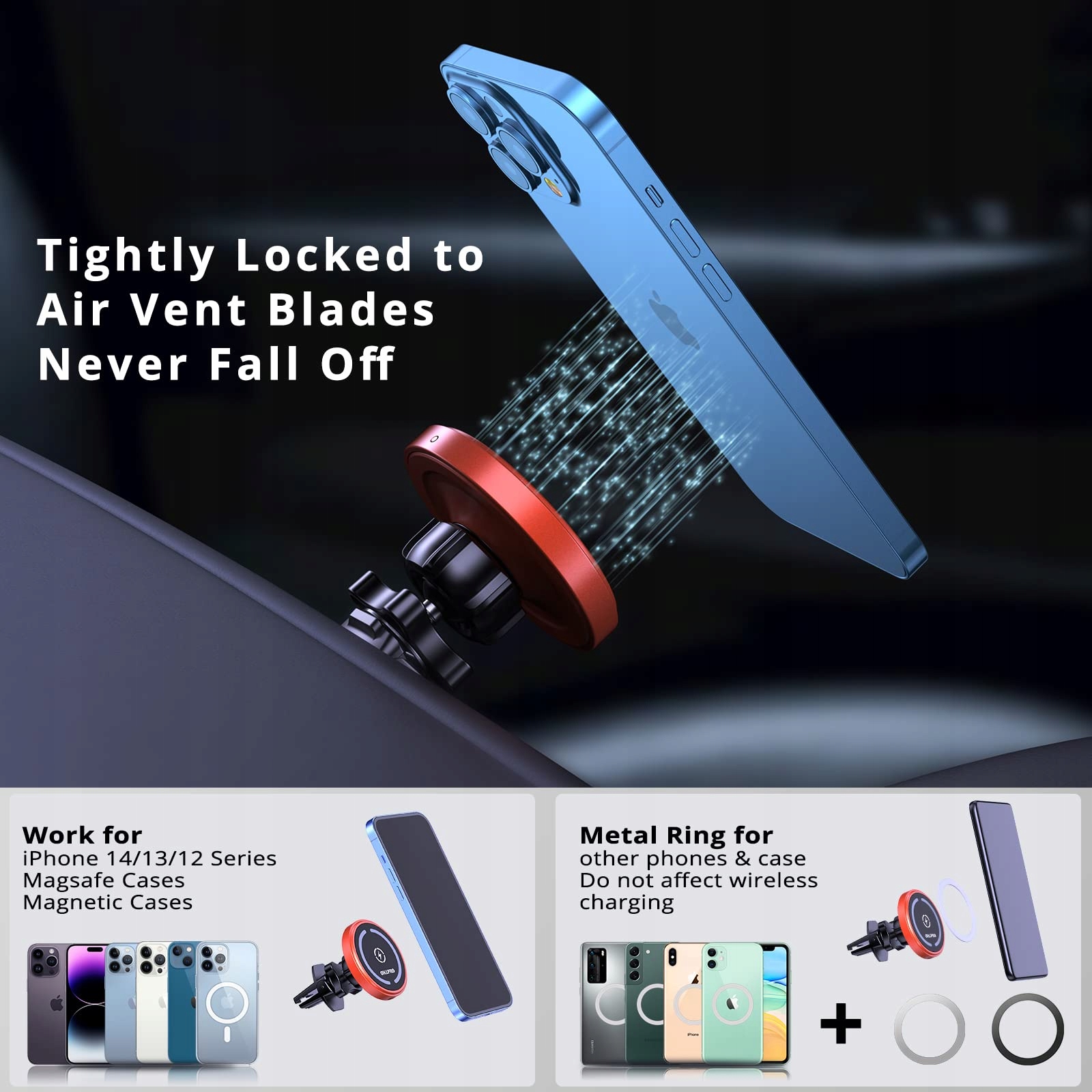 OHLPRO Magnetyczny Uchwyt Samochodowy z Ładowarką do iPhone 16-12 — miniatura 2