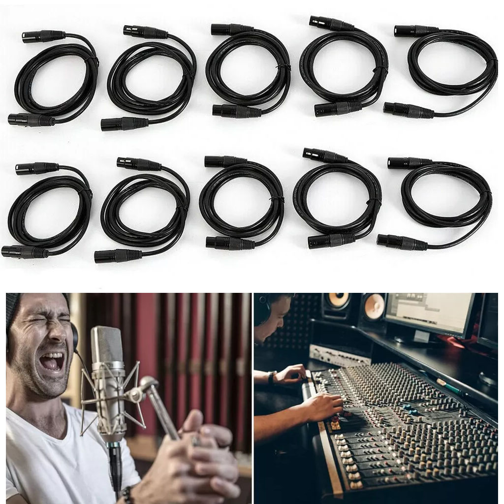 10 Ks Xlr audio kabelů o délce 1 m, 3-pinové Xlr kabely