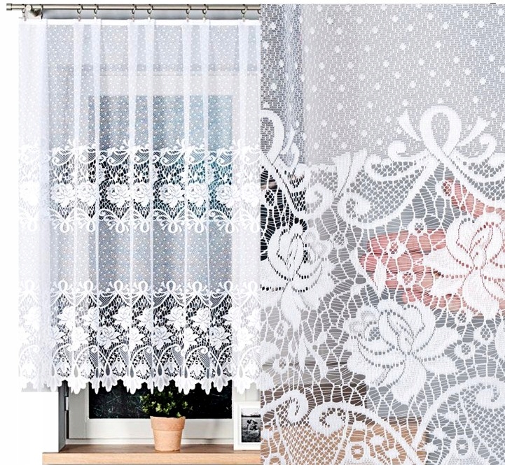 Firana żakardowa Demetria 500x140cm prosta (gotowa) z obszyciem