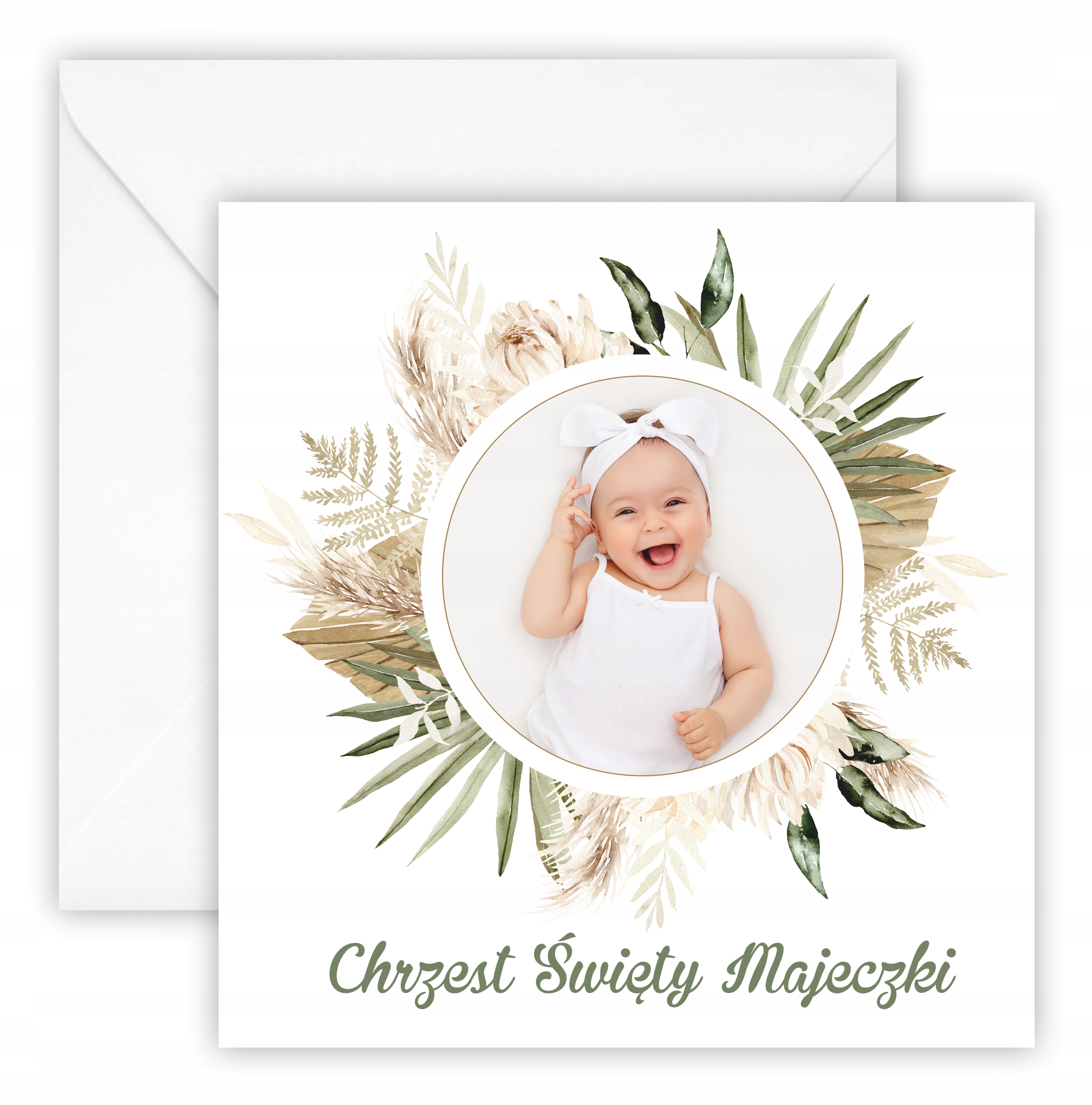 ZAPROSZENIA NA CHRZEST - ZE ZDJĘCIEM - BOHO - IMIĘ Wysokość produktu 14 cm