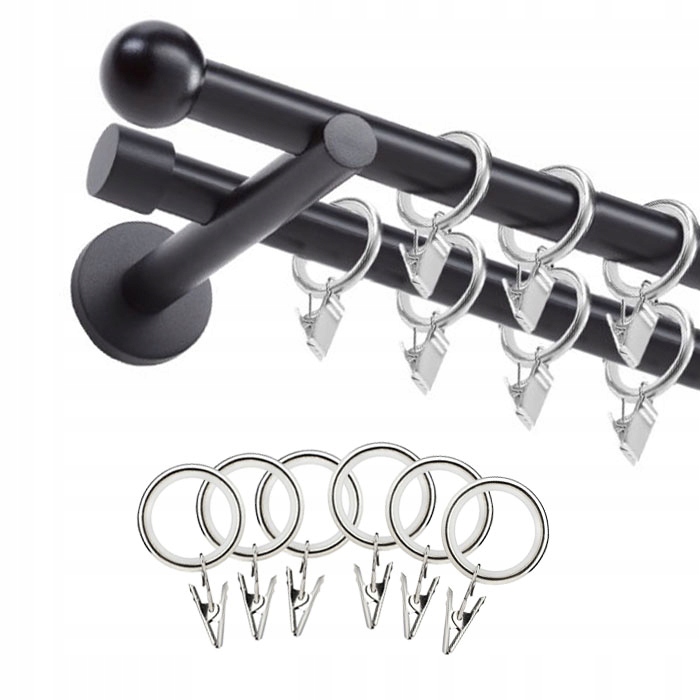 

Karnisz z dwóch rurek czarny nikiel 19+19 140 cm