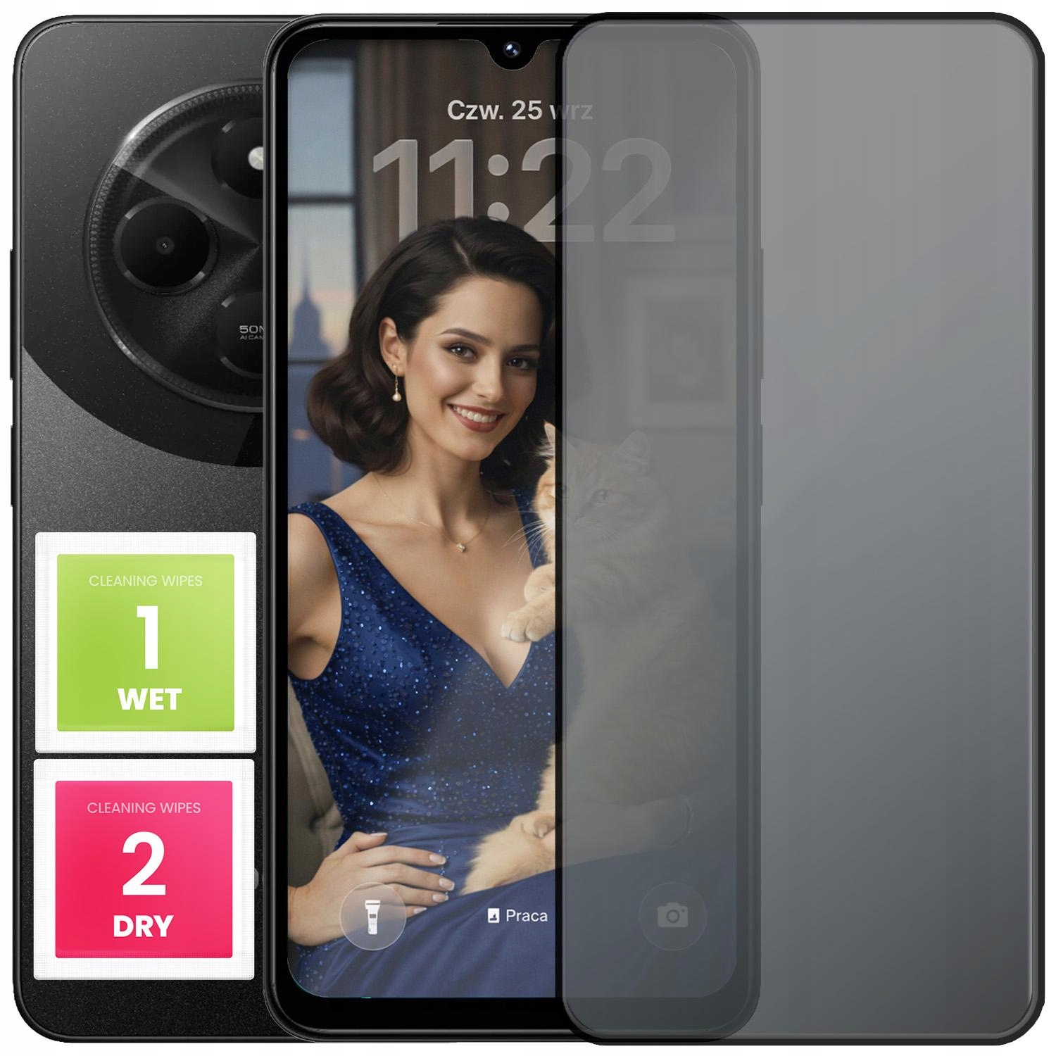 Szkło Hartowane Privacy Do Xiaomi Poco C75 (Ochronne, Prywatyzujące, 5D)