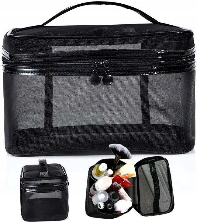 Kosmetyczka na kosmetyki czarna wodoodporna torba siateczka